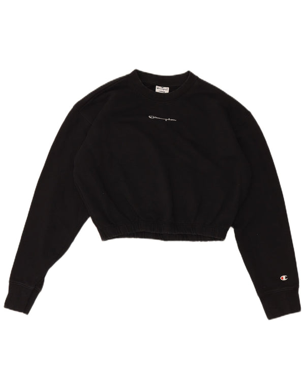Felpa corta da donna con grafica Champion Champion UK 16 grande nera