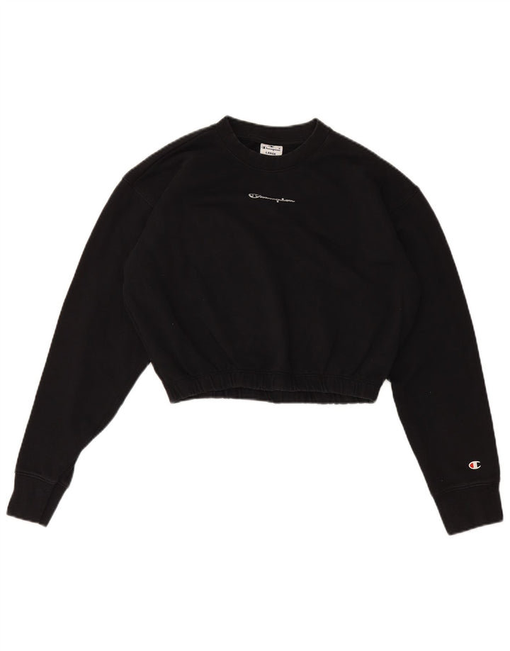 Felpa corta da donna con grafica Champion Champion UK 16 grande nera