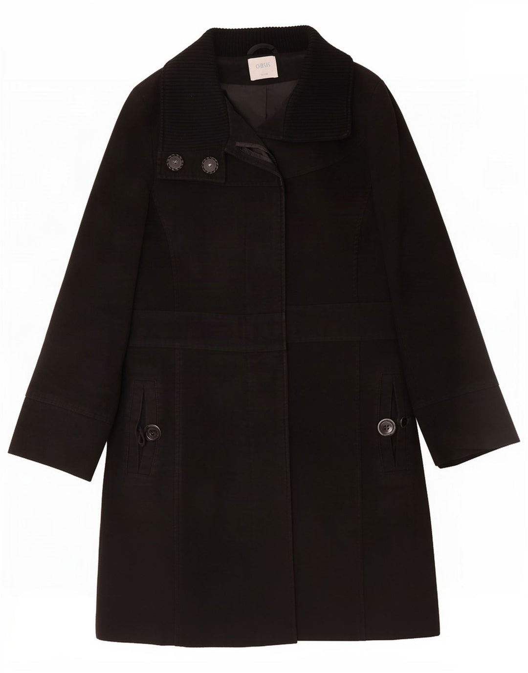 Oasis Cappotto da donna UK 12 Medio Nero Cotone