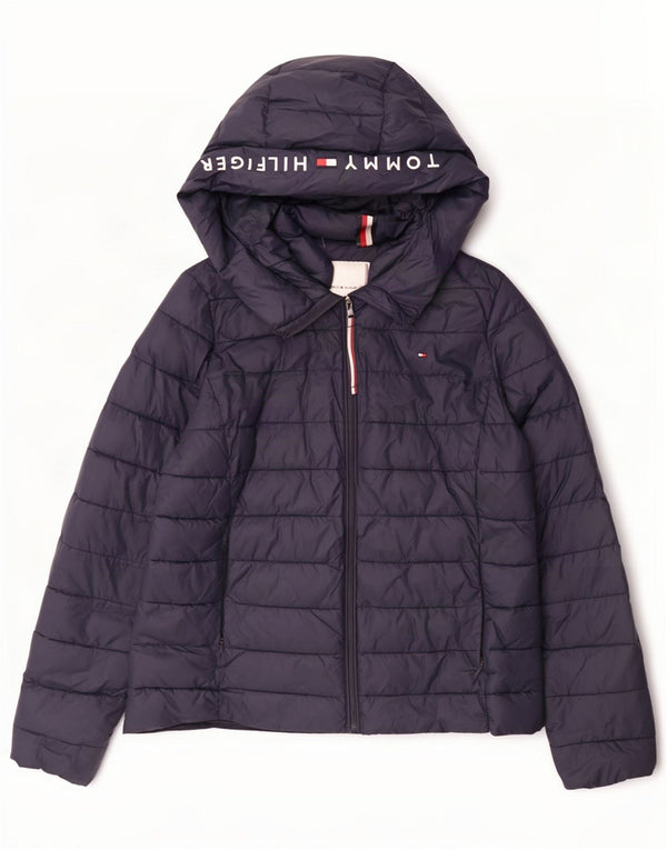 Giacca imbottita con cappuccio grafica da donna Tommy Hilfiger UK 14 medio blu navy