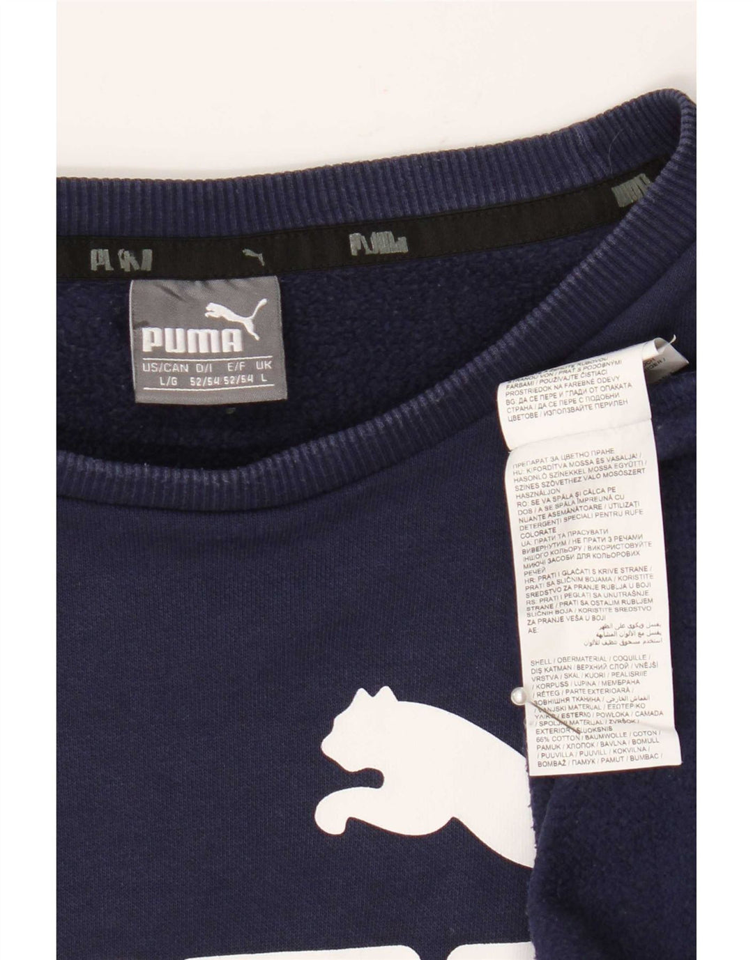 Felpa grafica da uomo Puma Maglione grande in cotone blu navy