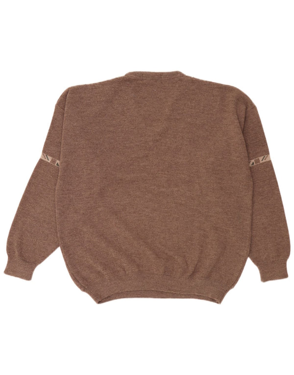 Peter Gribby Maglione da uomo con scollo a V XL Marrone Acrilico geometrico