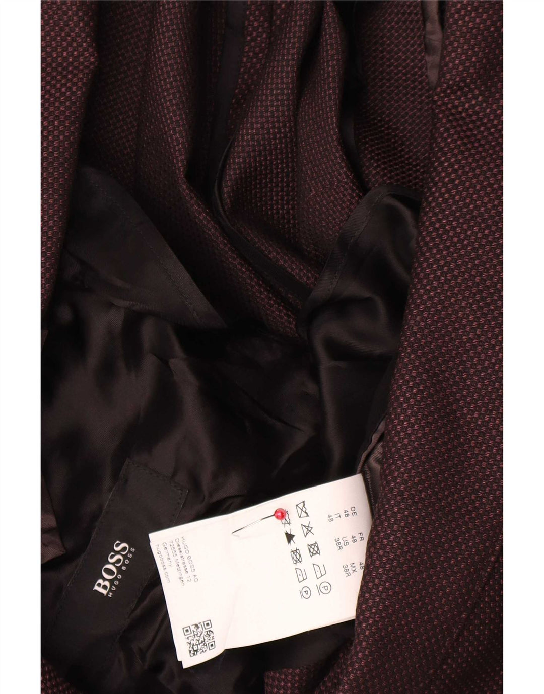Giacca blazer da uomo a 2 bottoni Hugo Boss EU 48 lana bordeaux media