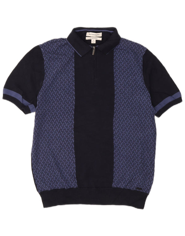 Marks & Spencer Mens Autograph Polo Neck Jumper Sweater Medium Navy Blue