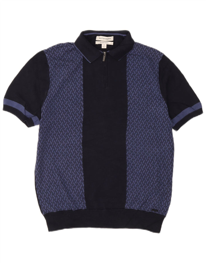 Marks & Spencer Maglione da uomo con collo alto autografo blu navy medio