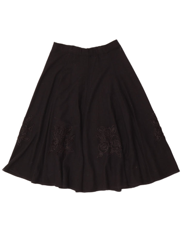 Gonna a trapezio da donna Mariella Burani UK 12 media W28 nera floreale