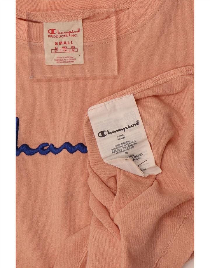 T-shirt grafica da donna vestibilità ampia CHAMPION Top UK 10 piccolo cotone rosa