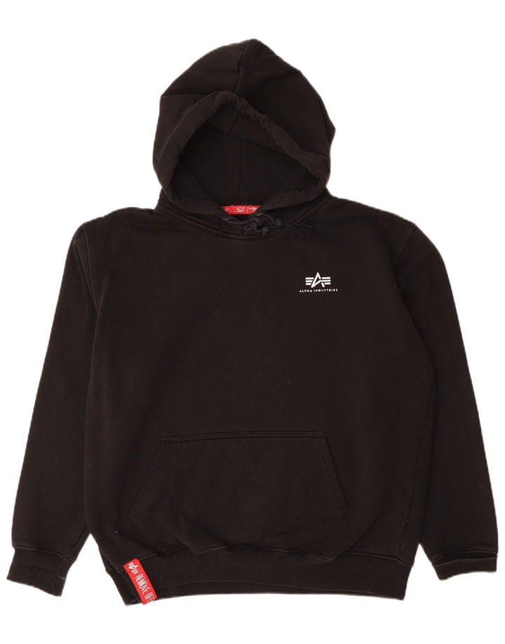 Felpa con cappuccio da uomo Alpha Industries grande in cotone nero