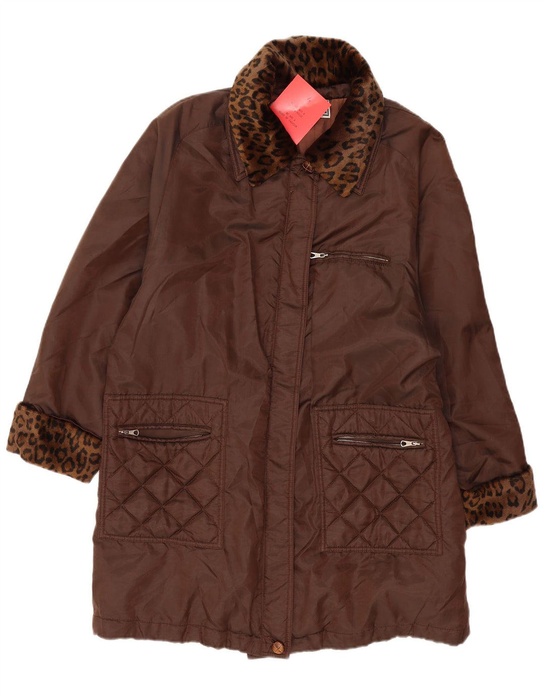 Luisa Spagnoli Cappotto oversize da donna UK 14 Marrone medio Stampa animalier