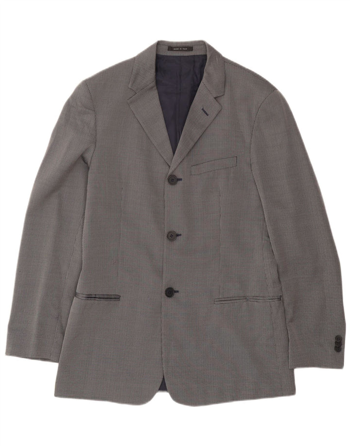 Giacca blazer da uomo a 3 bottoni Emporio Armani IT 48 piccola in lana a quadri blu navy