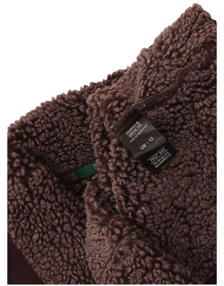 Gilet Sherpa da donna Marks & Spencer UK 12 poliestere bordeaux medio