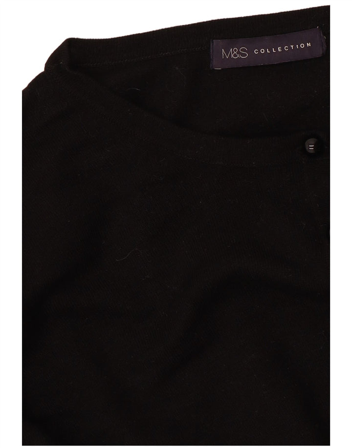 MARKS & SPENCER Maglione cardigan corto da donna UK 14 Medio Nero