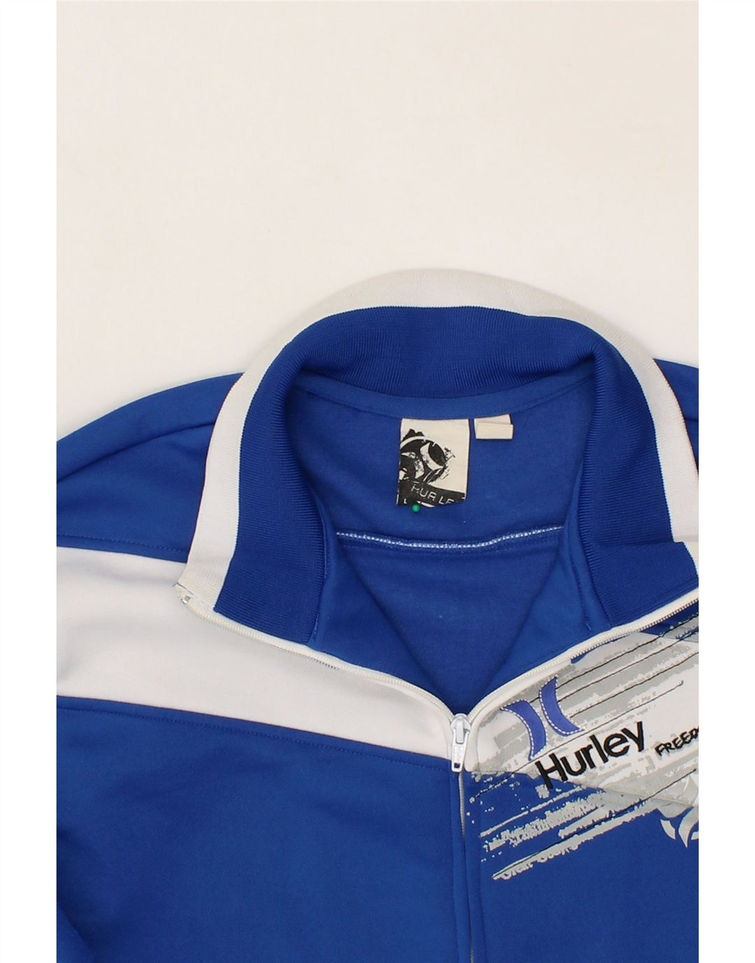 HURLEY Mens Graphic Tracksuit Top Jacket Large Blue Colourblock Polyester Vintage Hurley and Second-Hand Hurley from Messina Hembry 