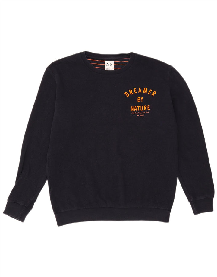 Felpa Zara Da Uomo Maglione Medio Blu Navy