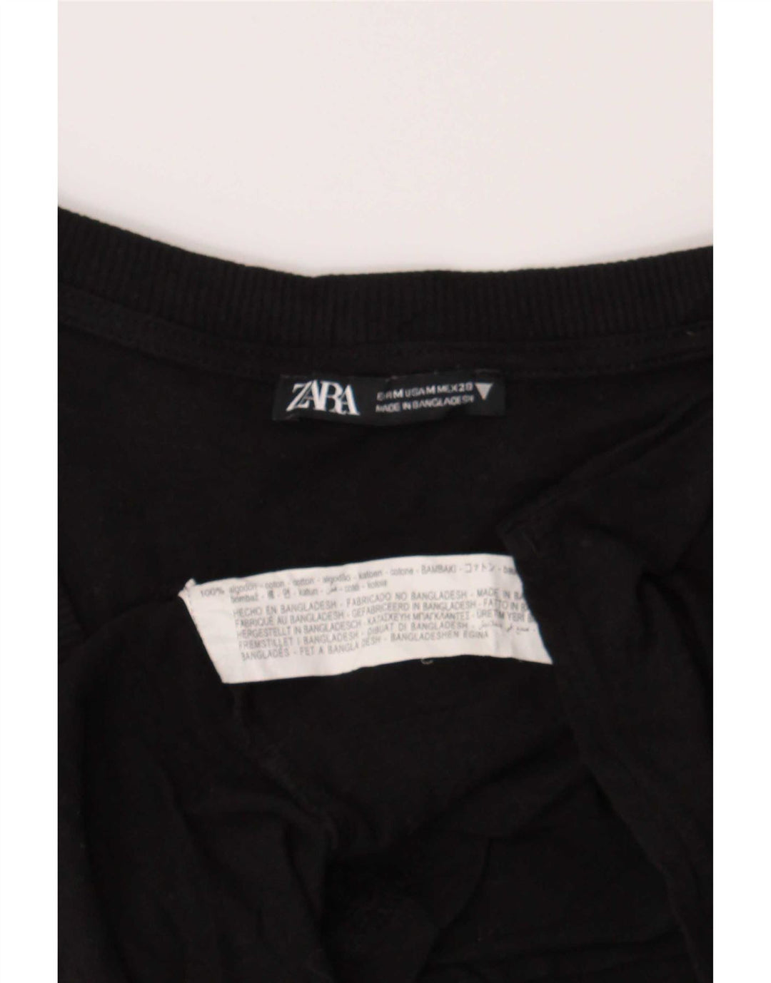 T-shirt Zara da donna Top UK 14 cotone nero medio