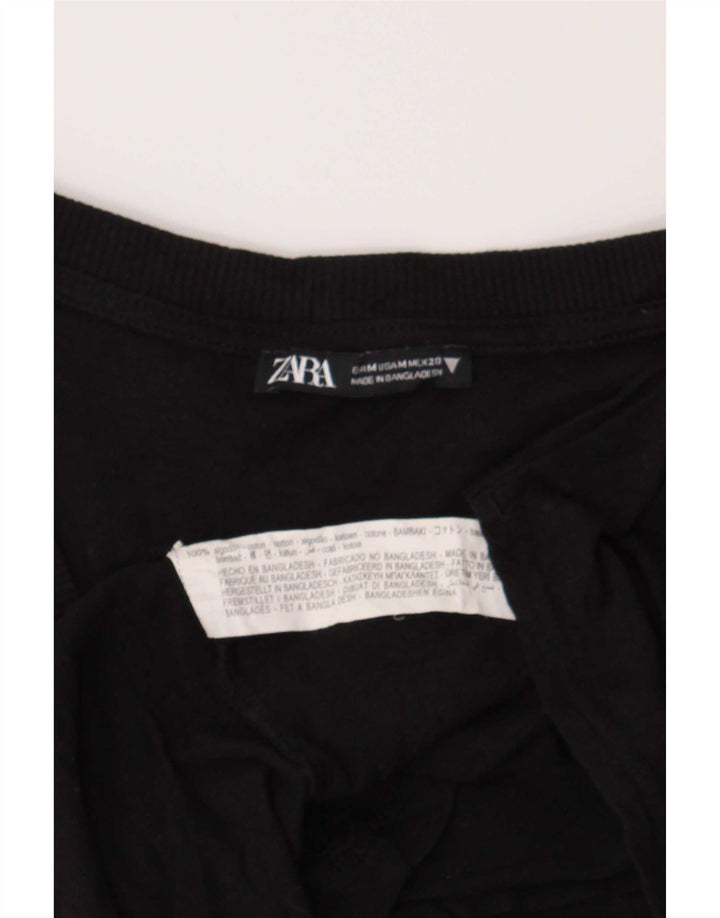 T-shirt Zara da donna Top UK 14 cotone nero medio