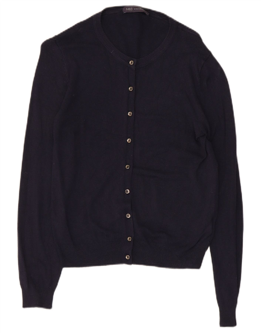 Maglione cardigan da donna Marks & Spencer UK 8 piccolo in viscosa blu navy