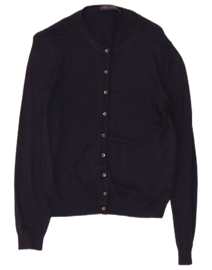 Maglione cardigan da donna Marks & Spencer UK 8 piccolo in viscosa blu navy