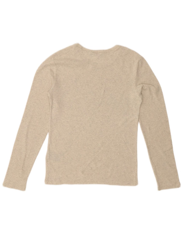 POLO RALPH LAUREN Top da donna a maniche lunghe UK 14 Large in cotone chiazzato grigio