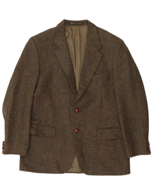 Giacca blazer a 2 bottoni da uomo Marks & Spencer UK 40 grande motivo kaki