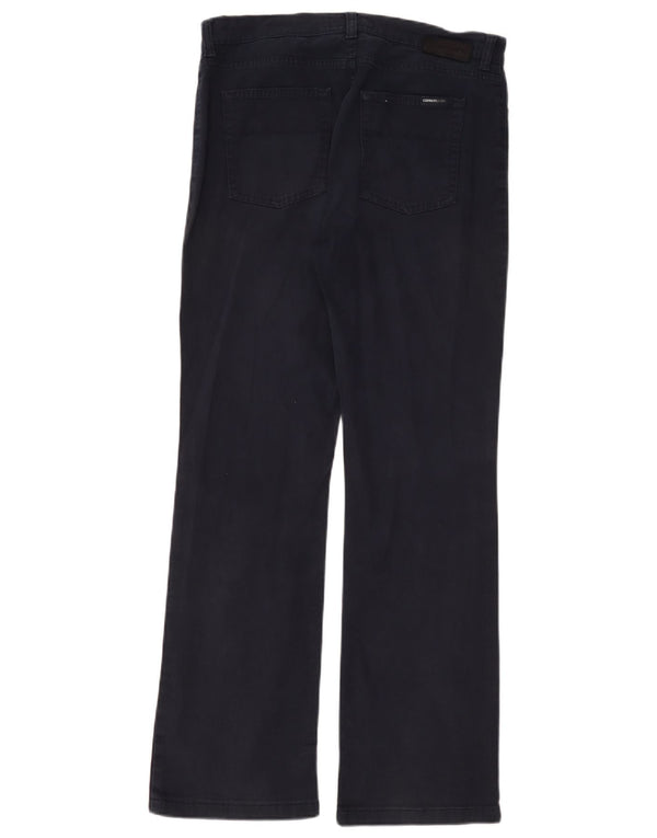 Pantaloni casual dritti da donna Cerruti W34 L30 in cotone blu navy