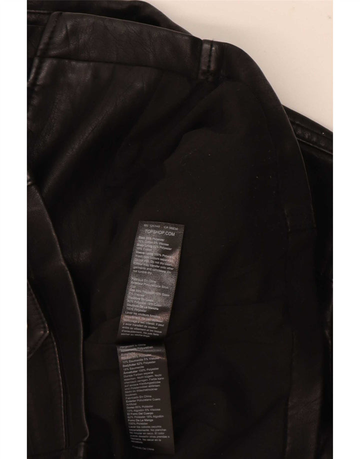 Topshop Giacca da motociclista da donna in ecopelle UK 8 Small Poliestere nero
