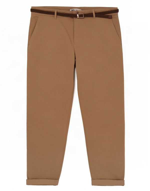 Pantaloni corti affusolati da donna Zara EU 42 Large W32 L26 Cotone beige