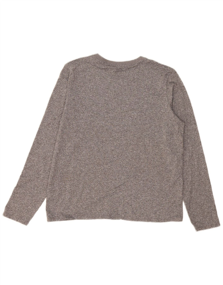 NIKE Top grafico da donna Dri Fit manica lunga UK 14 Grigio medio chiazzato