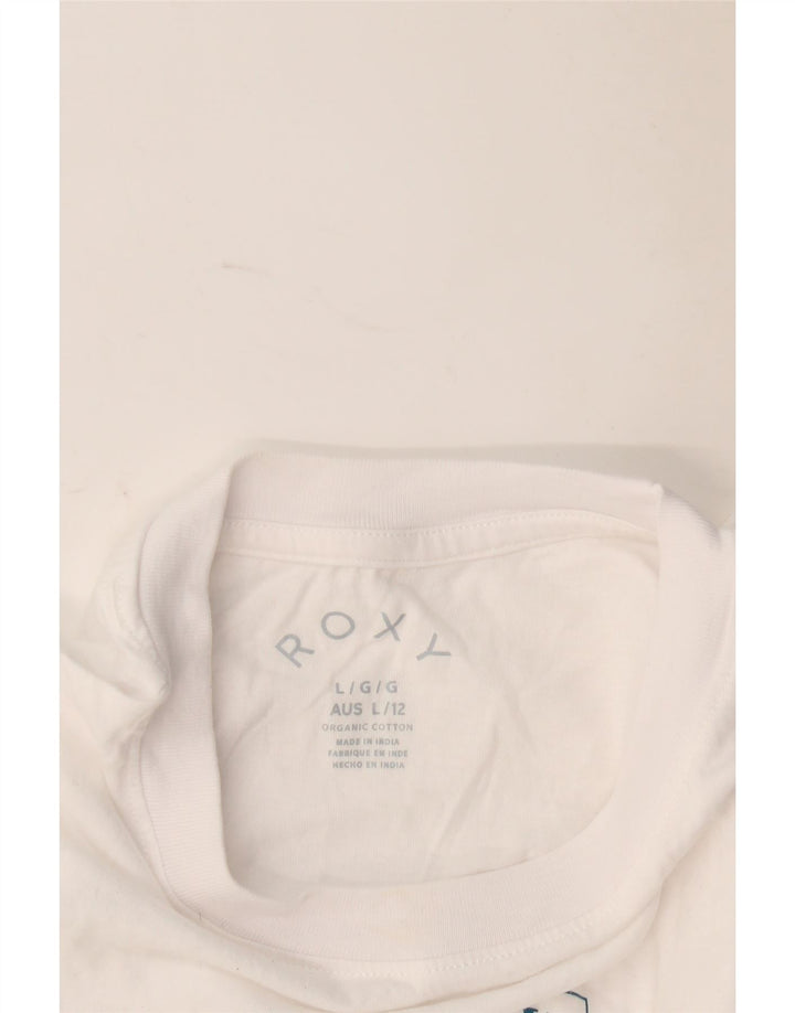T-shirt grafica da donna Roxy Top UK 16 grande cotone bianco