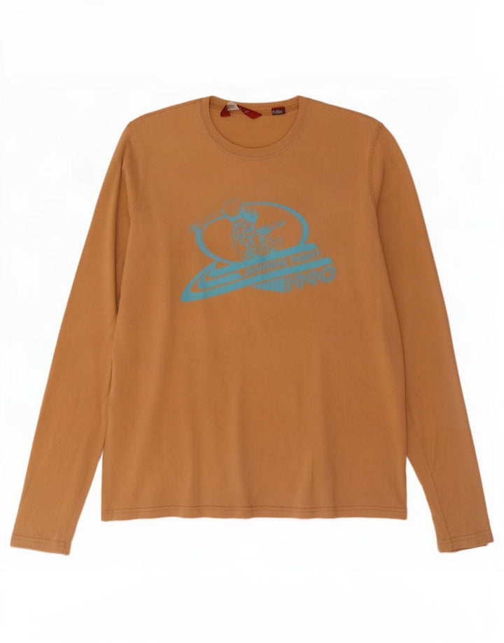 Top Zara da uomo con grafica a maniche lunghe XL in cotone beige