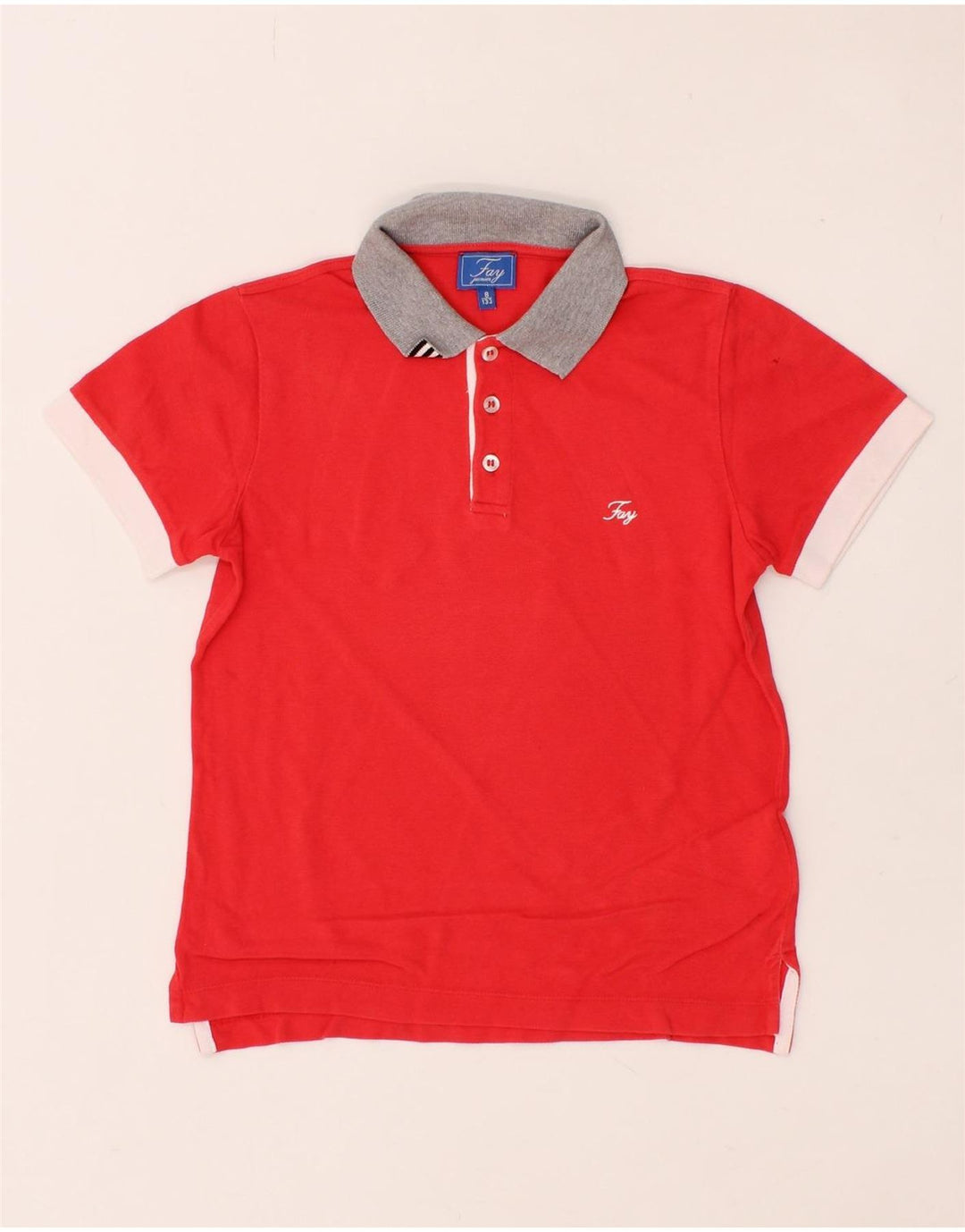 FAY Boys Polo Shirt 7-8 Years Red Cotton Vintage Fay and Second-Hand Fay from Messina Hembry 