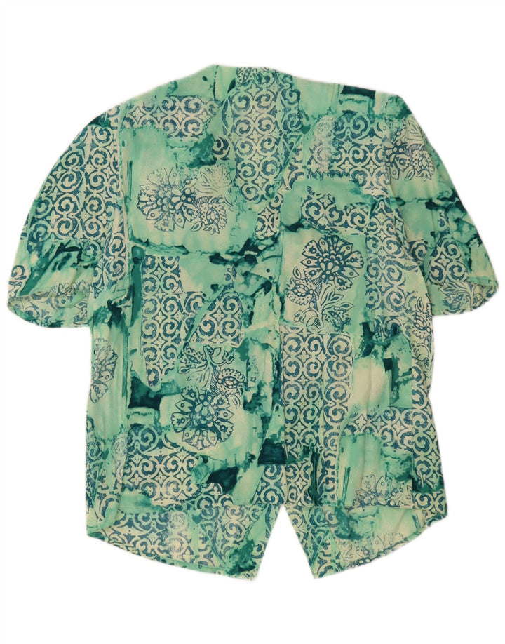 Camicetta camicia a maniche corte da donna vintage UK 14 Patchwork verde medio