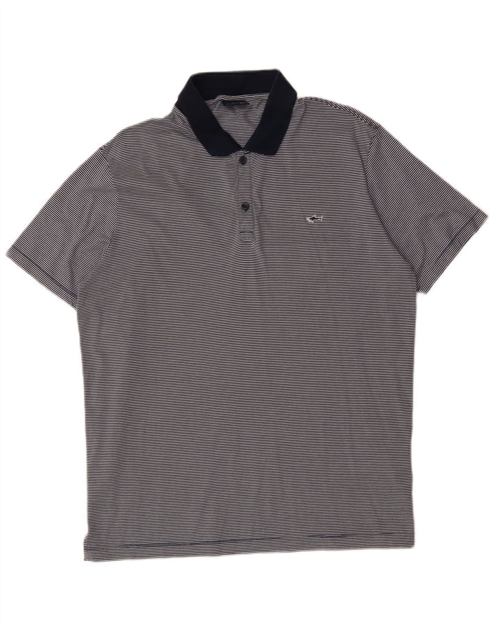 Polo da uomo PAUL & SHARK grande in cotone gessato blu navy