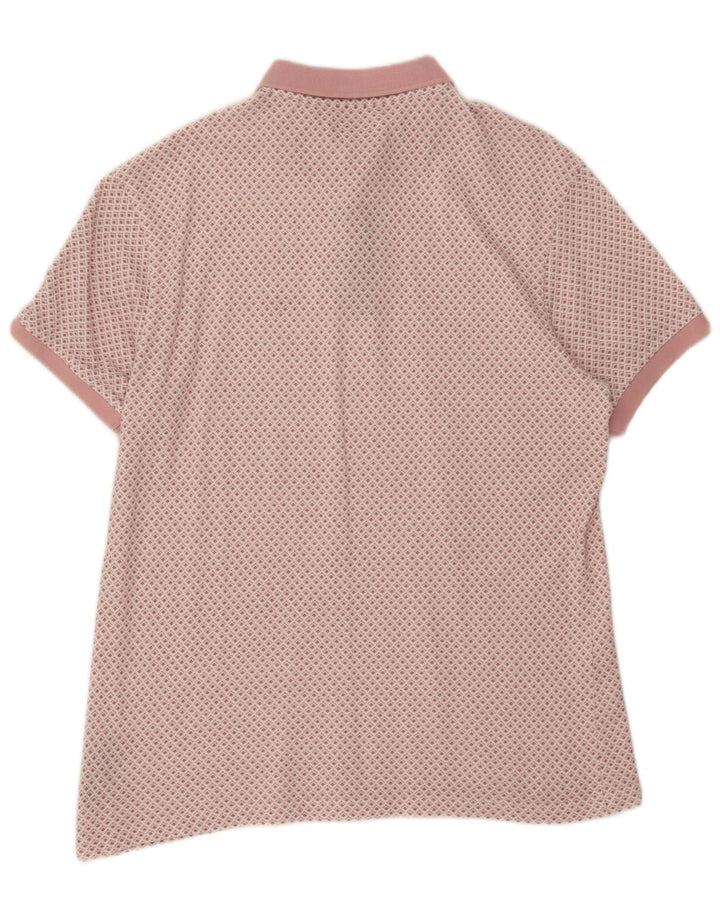 BARBOUR Mens Polo Shirt Large Pink Spotted Cotton