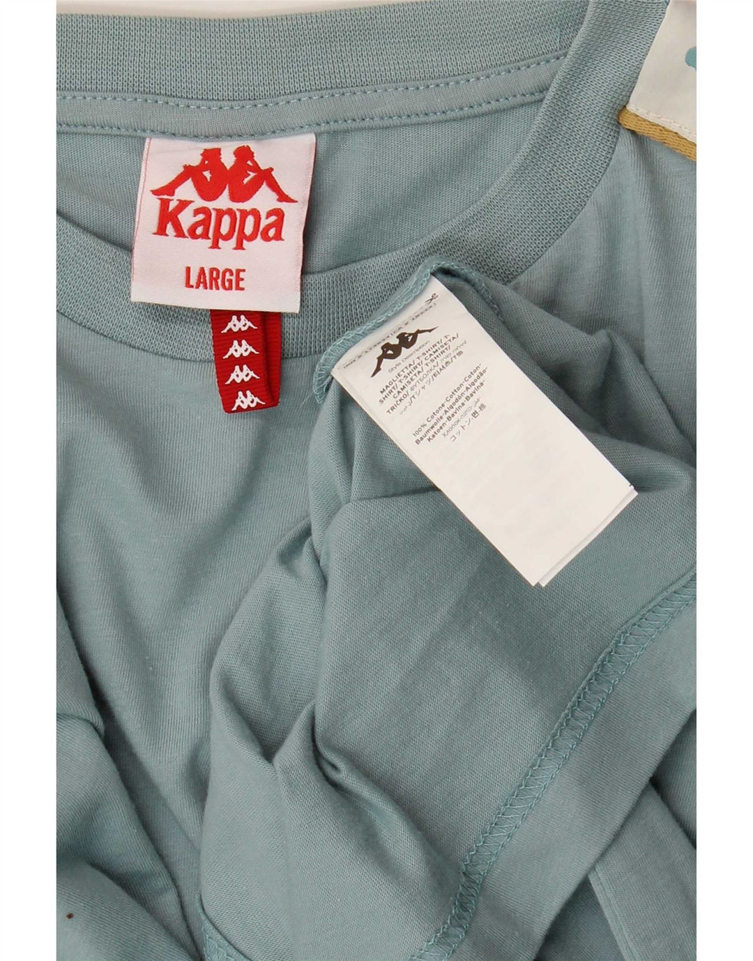 T-shirt grafica da uomo Kappa Top grande in cotone color block blu