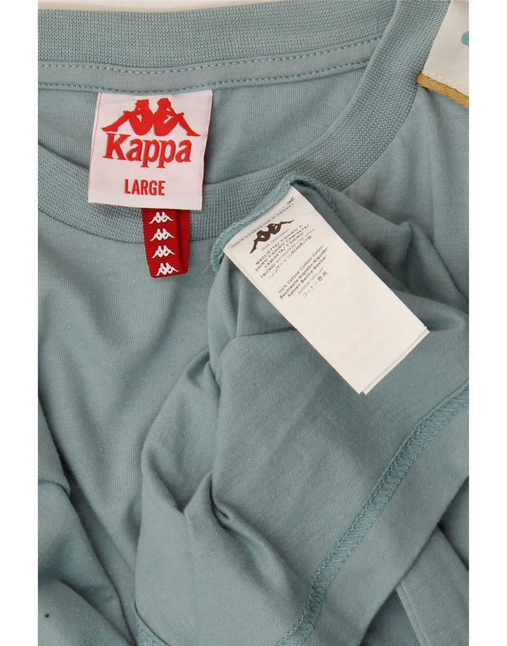 T-shirt grafica da uomo Kappa Top grande in cotone color block blu