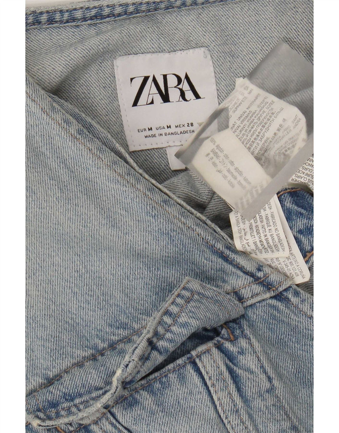 Tutina corta in denim da donna Zara UK 12 cotone blu medio
