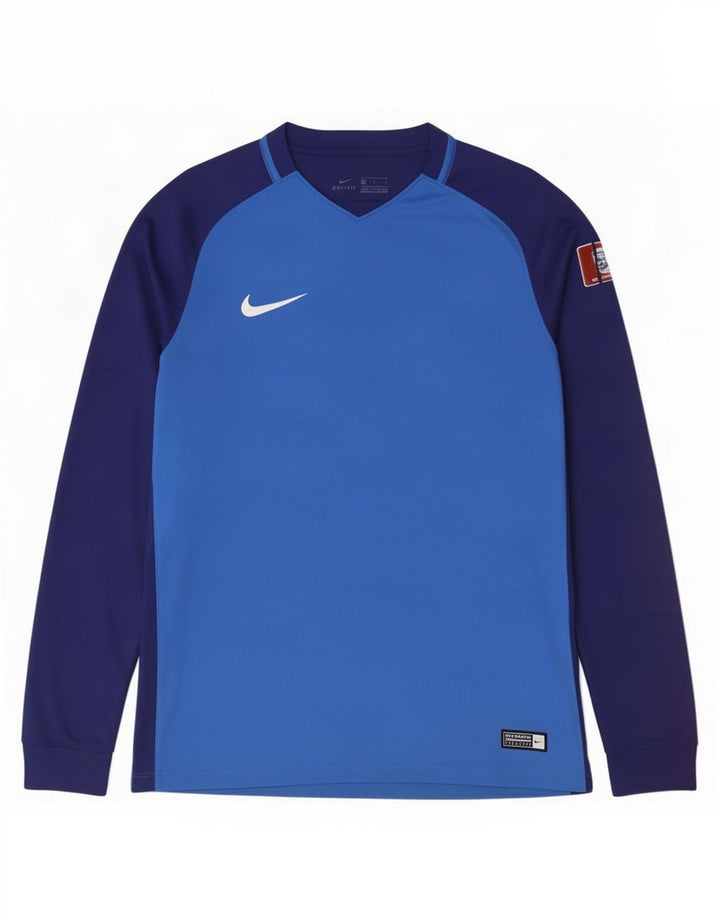 Nike Dri Fit Graphic Top da uomo a maniche lunghe in poliestere color block blu medio