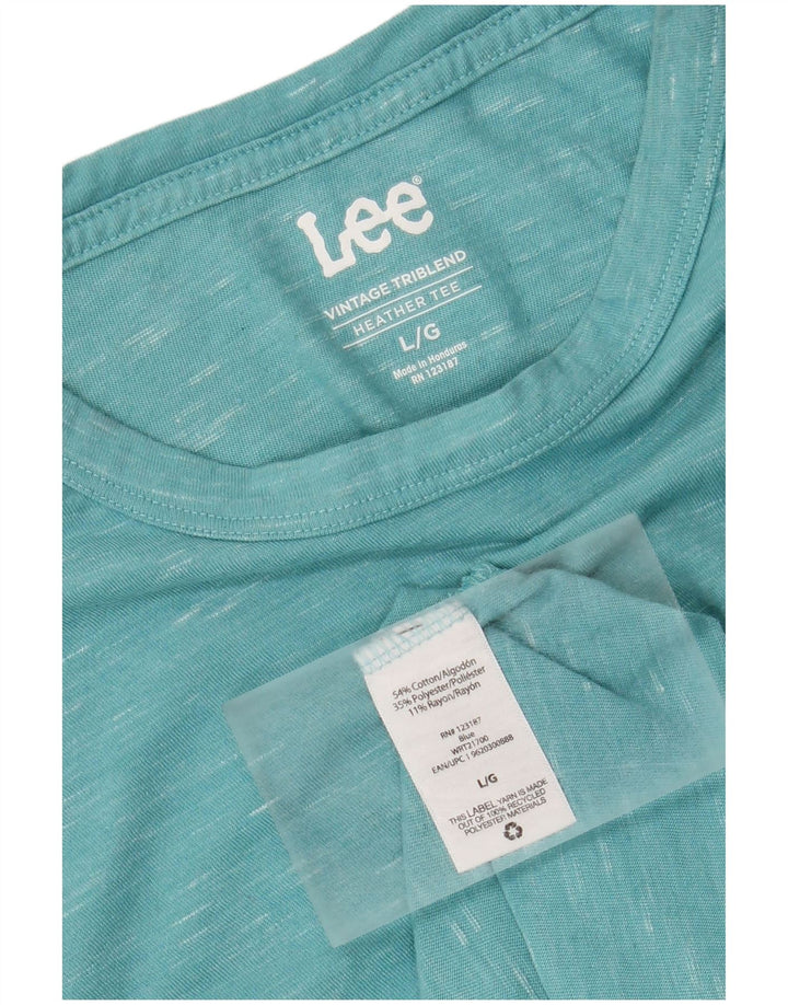 LEE Mens T-Shirt Top Large Turquoise Flecked Cotton