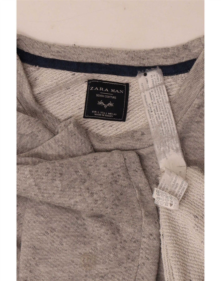 Felpa Zara da uomo maglione grande poliestere chiazzato grigio