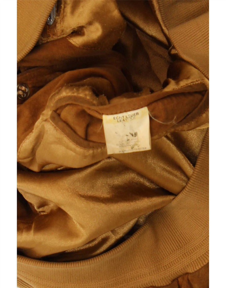 Giubbotto bomber in pelle scamosciata vintage da uomo UK 40 grande in pelle beige
