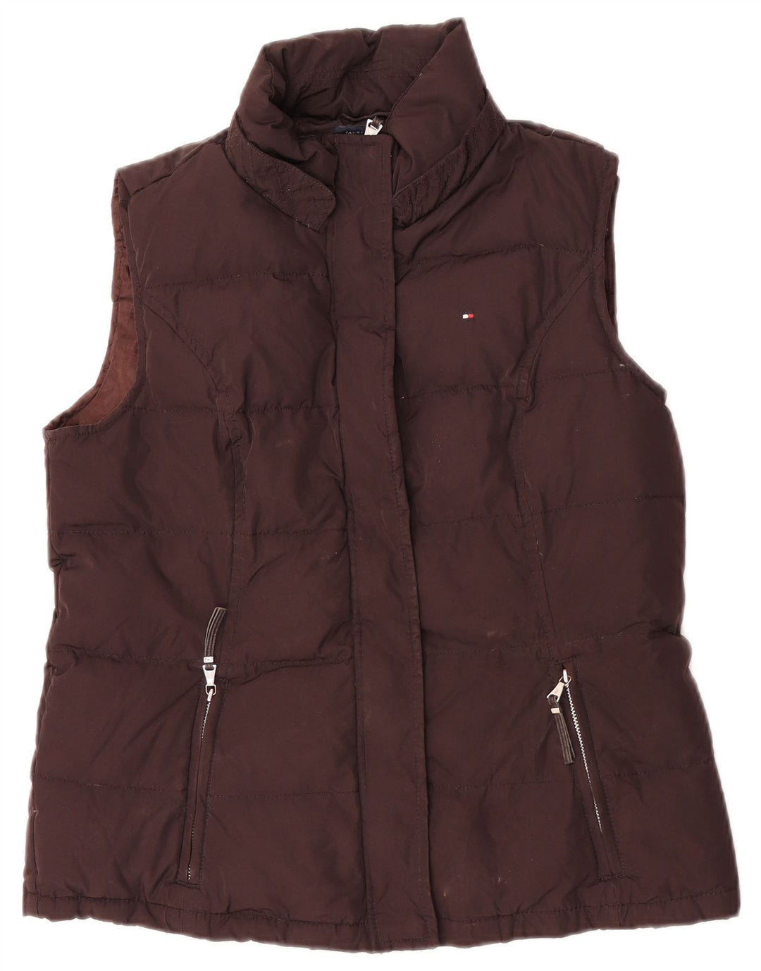 Gilet imbottito da donna Tommy Hilfiger UK 14 grande poliestere marrone