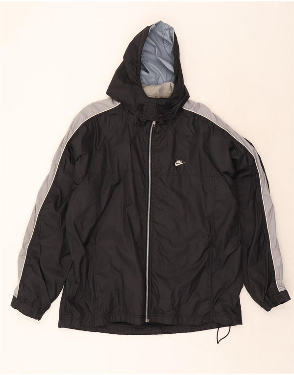 Giacca antipioggia con cappuccio Nike da uomo UK 45/47 XL Nylon color block nero