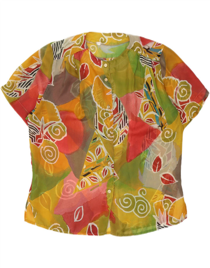 Camicetta vintage da donna trasparente con camicia trasparente UK 20 2XL multicolore geometrica