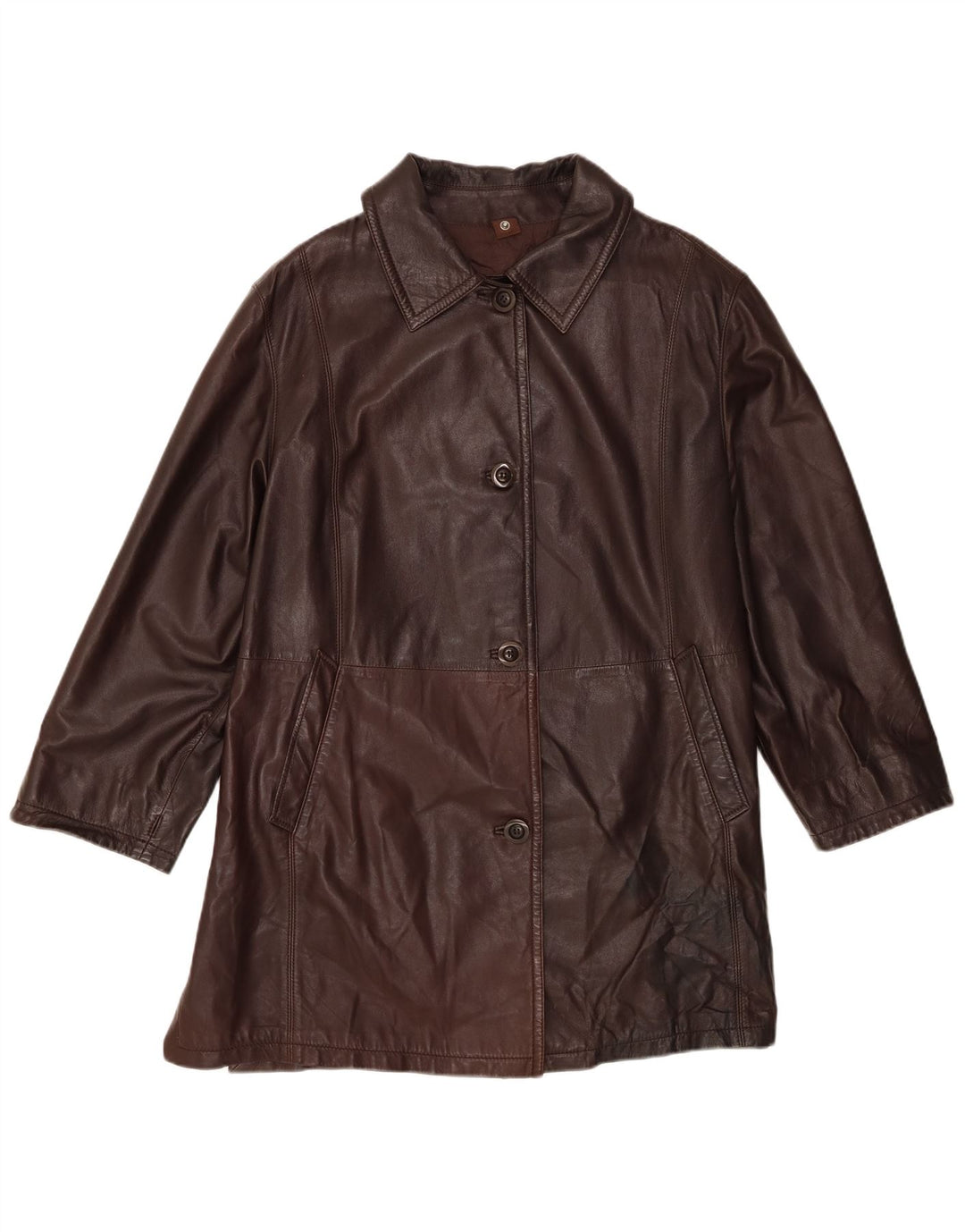 Cappotto in pelle da donna Mabrun UK 16 Grande pelle marrone