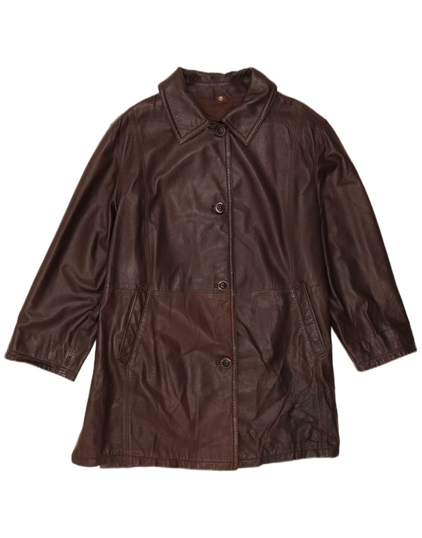 Cappotto in pelle da donna Mabrun UK 16 Grande pelle marrone