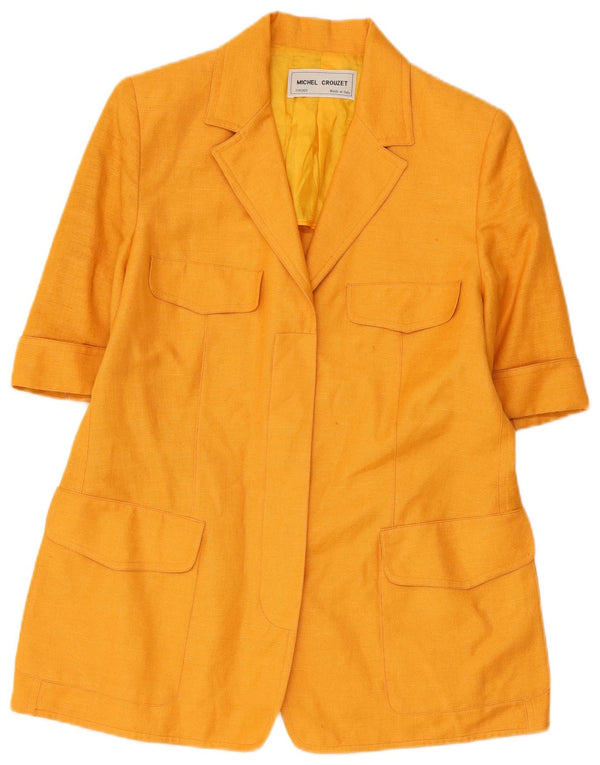 Giacca blazer aperta da donna a maniche corte Michel Crouzet IT 48 XL Lino arancione