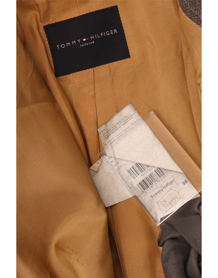 Giacca blazer a 2 bottoni da uomo Tommy Hilfiger IT 56 3XL lana a spina di pesce grigia