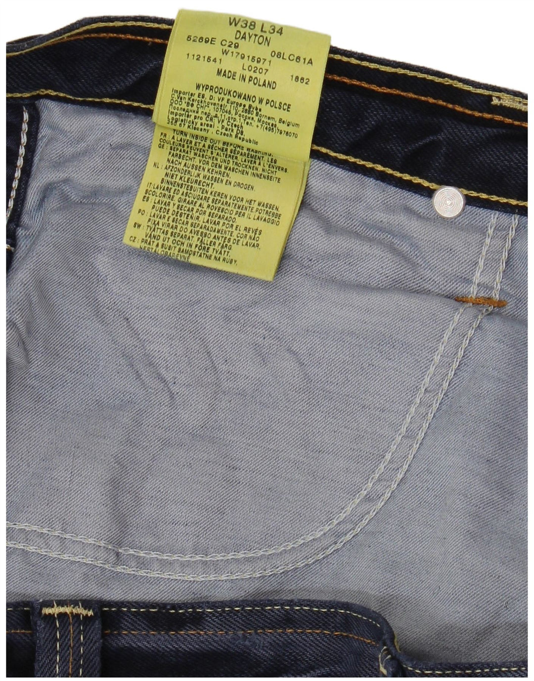 Jeans dritti da uomo Dayton WRANGLER W38 L31 cotone blu