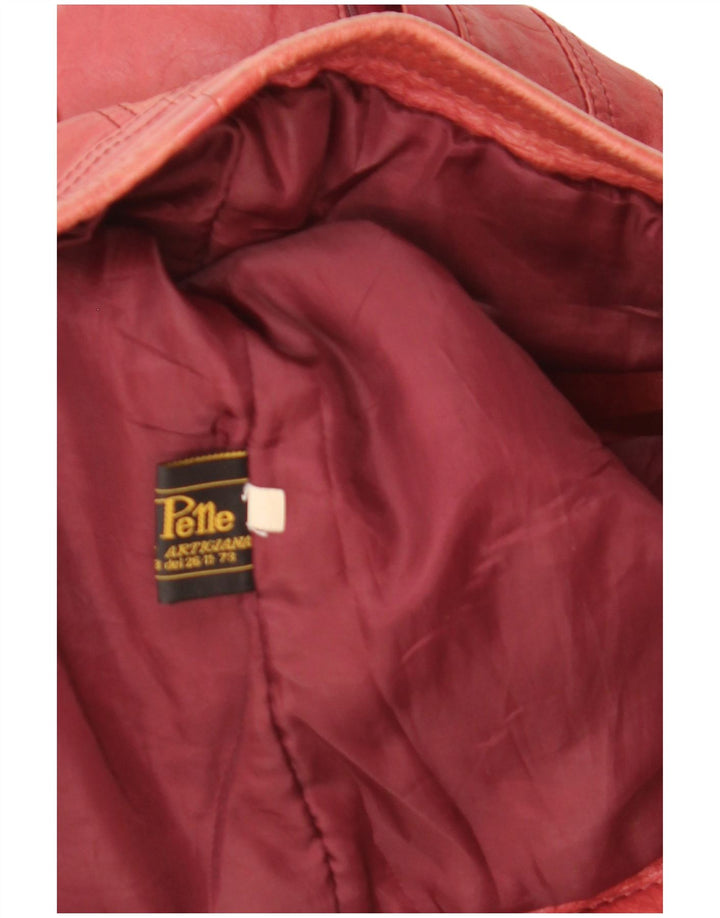 Giacca in pelle corta da donna vintage UK 12 in pelle rossa media